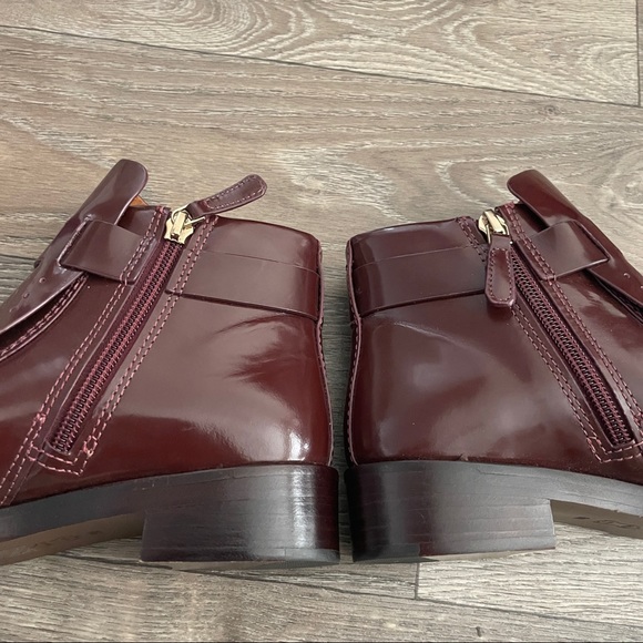 NEW Tory Burch Wine HYDE Leather Booties Sz 5 - Picture 8 of 9